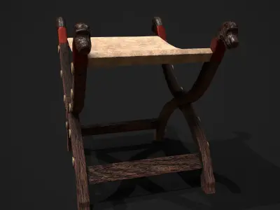 Viking Decorative Stool Low-poly 3D model