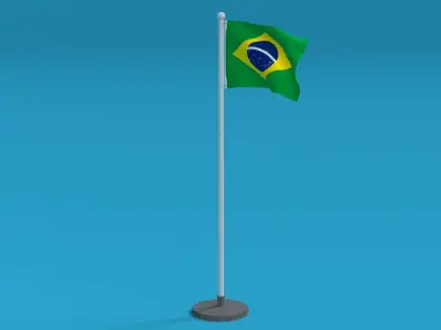 Low Poly Seamless Animated Brazil Flag Low-poly 3D model