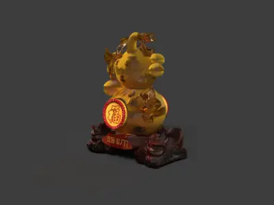Chinese sand gold gourd  Low-poly 3D model