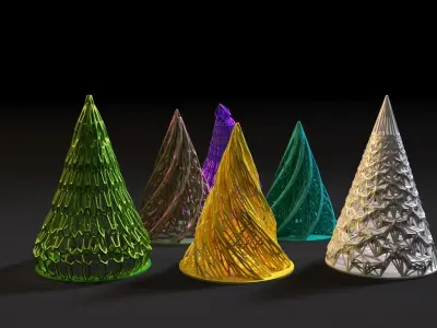 Christmas tree pass set 6 pieces 3D print model