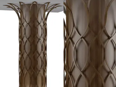 decorative column for restaurant and home with wooden material 3D model