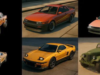 Sport Car bundle 2 pack 100 glb 3D model