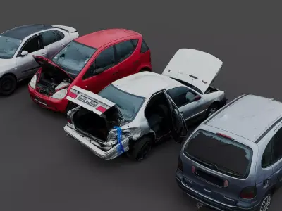 cars abandoned derelict wrecks 4types photogrammetry Low-poly 3D model