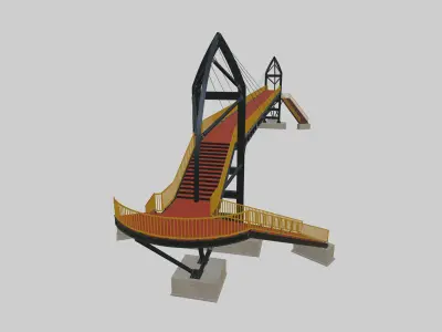Steel Pedestrian Bridge-Rope Tensioning-Sailing Column Type-11 3D model