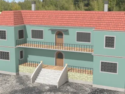 Building 3D model house with dog Low-poly 3D model