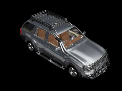 Car obj fbx silver suv with racks Low-poly 3D model
