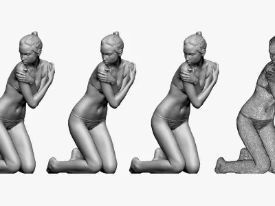 001237 woman in underwear clod pose 3dp 3D print model