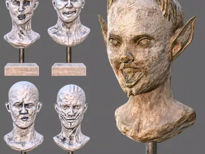 Head Sculpture Set Vol 01 Low-poly 3D model