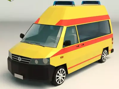 Low Poly Ambulance 03 Low-poly 3D model