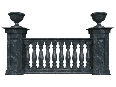Marble fence balasins and columns 3D model