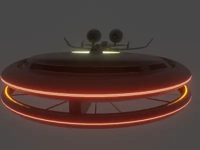 Low-poly Spaceship circular ceiling light with neon lights Free 3D model