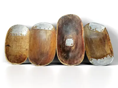 Vintage Hutu Burundi Wood Scoop Bowls 1 3D model