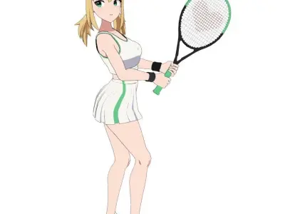 Anime Girl - Tennis Game Low-poly 3D model