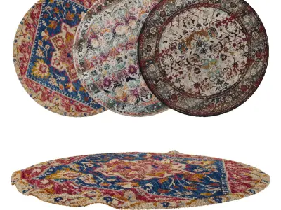 Round Rug Set 36 3D model