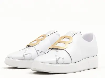 Balmain White Leather B Court Sneakers With Monogram Low-poly 3D model