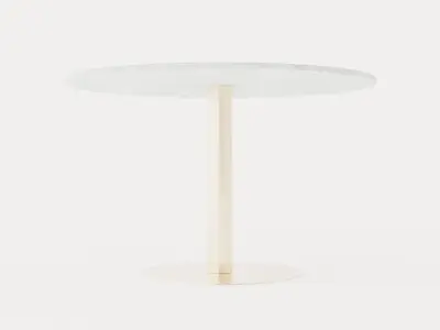 Capri Dining Table 120 Cm Around Marble White Brushed Brass Low-poly 3D model