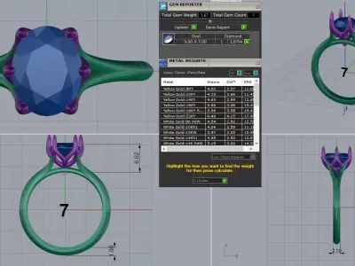 Engagement ring tulip prongs 3D print model