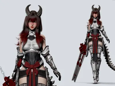 Cosmo Dragon Girl - Game Ready Low-poly 3D model