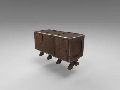 Furniture collection low poly wooden cabinet Low-poly 3D model