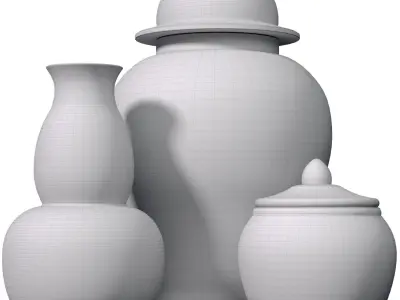 Chinese Style Porcelain Decorative Urn Vases bottle Sakura  3D model