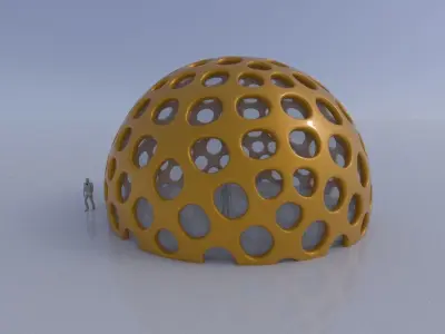Geodesic Dome Like structure with round perforations 3D model