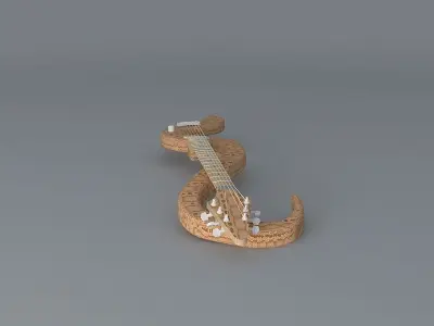 A snake shaped guitar Free 3D model