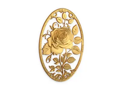 Classic oval carved decor ornament 07 3D model