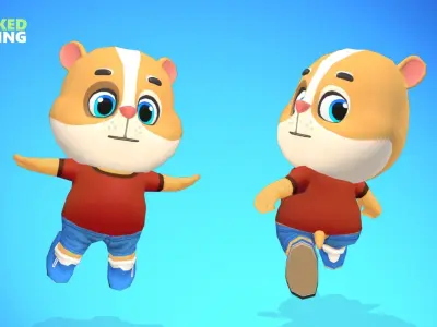  Hamster Guinea Pig Mouse Animated Rigged Low-poly 3D model
