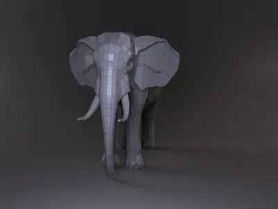 Low Poly Base Elephant Model Low-poly 3D model