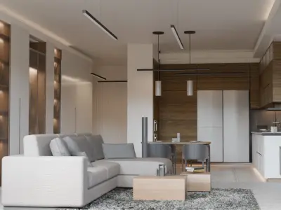 Modern Living room Low-poly 3D model