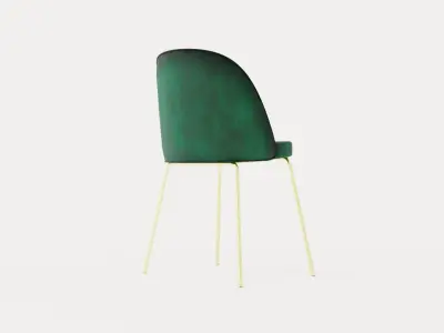Felipe Dining Chair Velvet Green Brass Low-poly 3D model