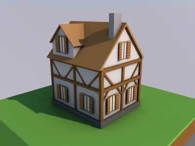 Low-Poly Simple House Free low-poly 3D model