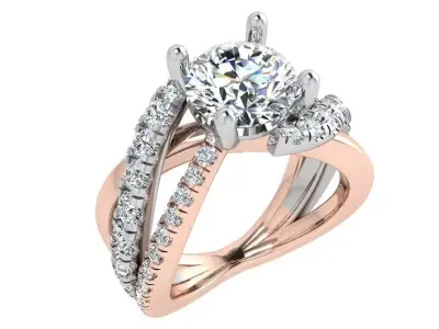 Round Diamond Twisted Ring 3716 3D print model