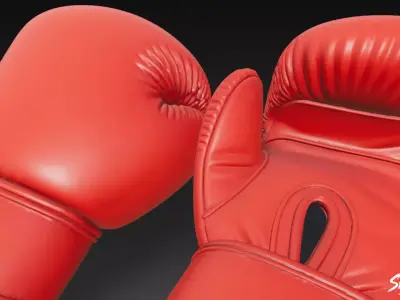 Red Boxing Gloves Low-poly 3D model