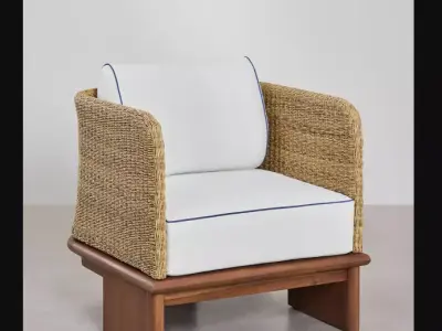 wood armchair Low-poly 3D model