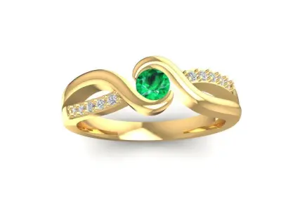 Elegant Gemstone Diamond Ring for Women 1594 3D print model