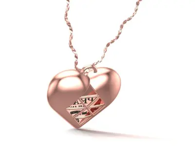 Gold Hollowed Heart Pendant 3D print model