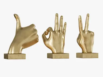 Metallic Hand 3 Piece Figurine Set 3D model