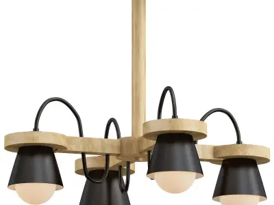 liustra four light chandelier wood 3D model