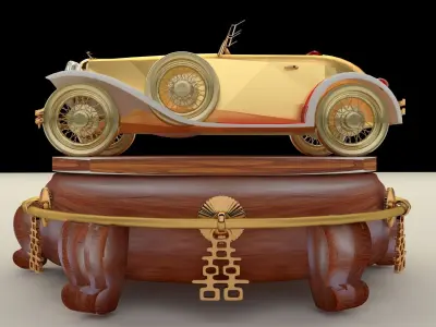 Chinese display stand with classic car 3D model
