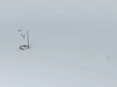 The Crash car in middle of snowy field Free 3D model