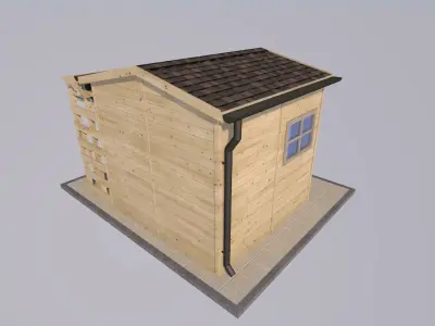 garden house with woodshed 3D model