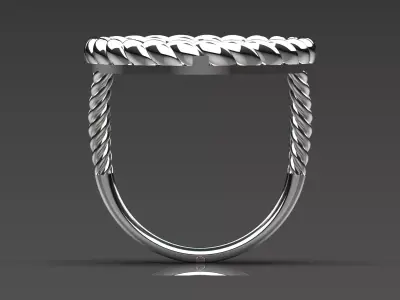 Round stone STL 3D ring with Braided Shank model gr0088 3D print model