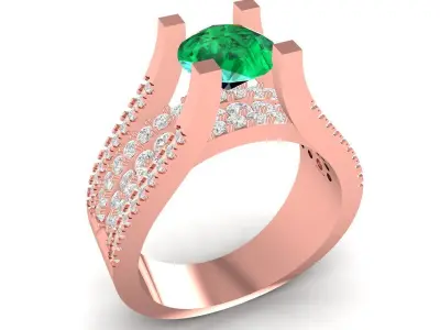 Elegant Split Shank Diamond Ring 3D Jewelry Model  3459 3D print model