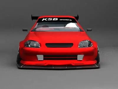 Honda ek9 custom ksbworks Low-poly 3D model