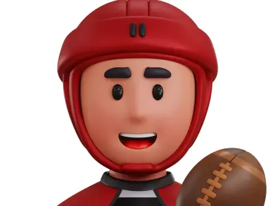 Rugby Player Avatar 3D Icon Low-poly 3D model