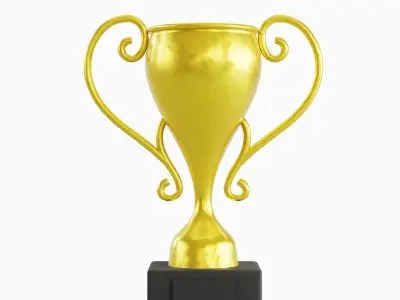 Gold Trophy Cup 03 Low-poly 3D model