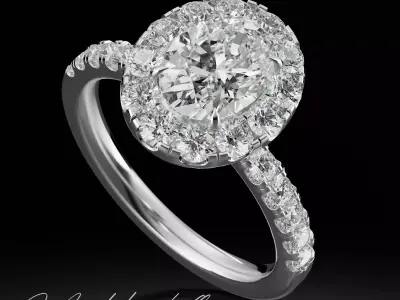 Oval halo engagement ring 3D print model