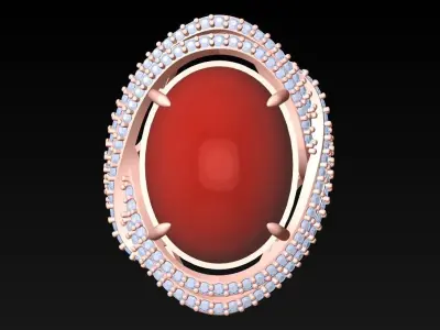 Oval Stone Ring - Womens Rings - GN139 3D print model