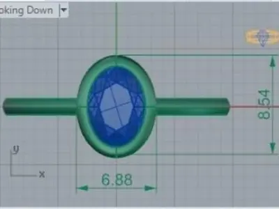 Oval Shape Bezel Ring 256 3D print model